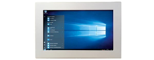 Panel-PC mit 15,6“ Full HD Display und integriertem Multitouchscreen. Als Prozessoren stehen u.a. Intel Celeron Quad-Core N3160 oder Intel i3/i5/i7 CPUs zur Verfügung.